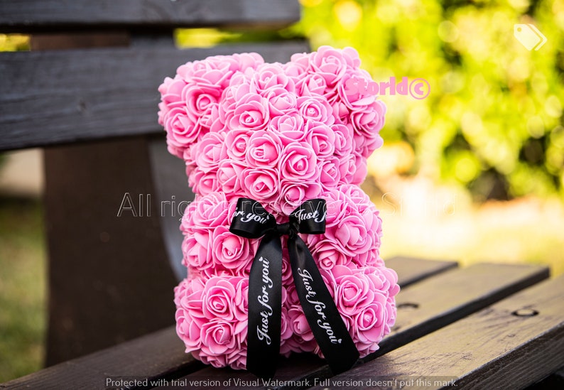 artificial flower teddy bear