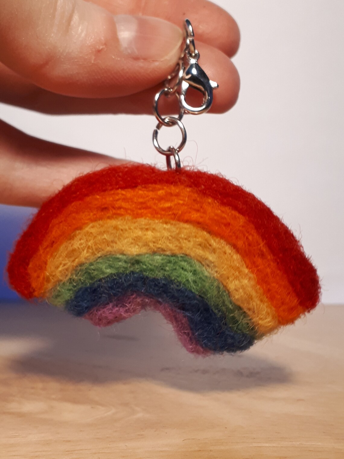 Needle felt Rainbow keychain Etsy