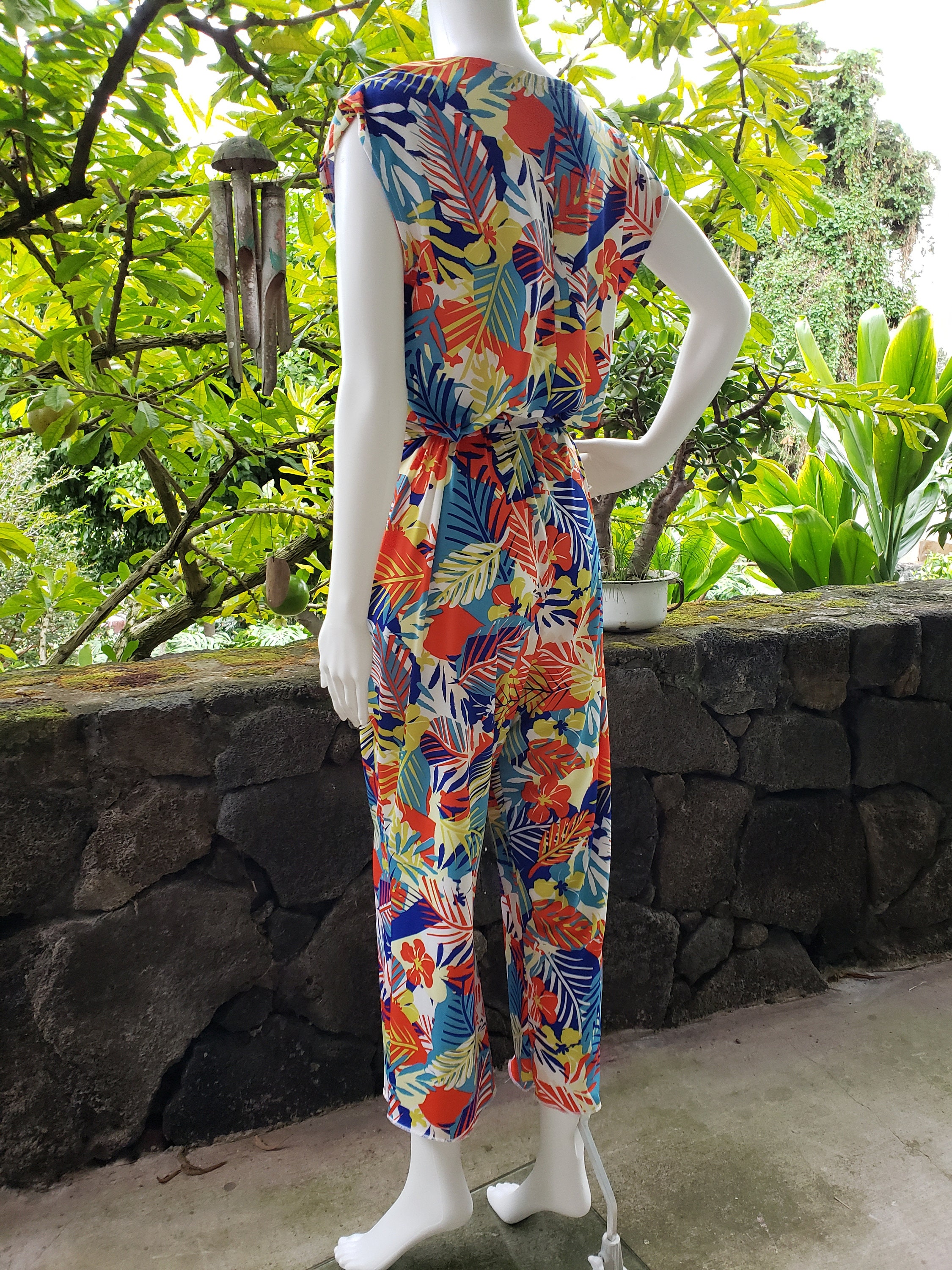 Hawaiian Floral Print Jumpsuit... Etsy