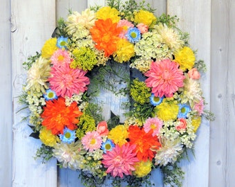 Spring wreath, Summer Front Door wreath, Easter wreath, Hydrangea wreath, Pink wedding Wreath, Summer grapevine wreath