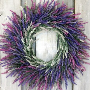Couronne pour porte d&#39;entrée toute l&#39;année, couronne toutes saisons, couronne lavande, couronne printemps été automne, couronne de mariage, porte de chalet de Thanksgiving
