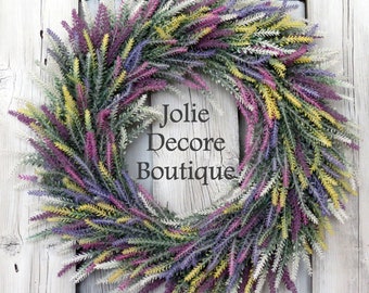 Lavender Wreath, All season wreath, Front Door wreath, Spring Summer wreath, Year-round Wreath, Wedding wreath, Cottage Farmhouse wreath