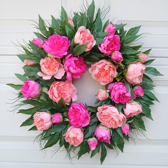 Summer wreath, Front Door wreath, Peony wreath, Tropical wreath, Pink wedding Wreath, Pink wreath, Spring wreath