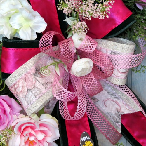 Moss wreath, Summer Wreath, Butterfly wreath, Front Door Wreath with bow, Rose Wreath, Pink wreath, Wedding Wreath, Cottage door shops XL wreath