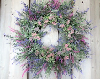 Spring Wreath, Summer wreath, Lavender wreath, every day wreath, all season wreath, Farmhouse wreath, Wedding wreath