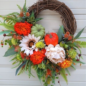 Fall wreath, Pumpkin wreath, Thanksgiving wreath, Autumn wreath, Front Door wreath, Harvest wreath, Halloween wreath