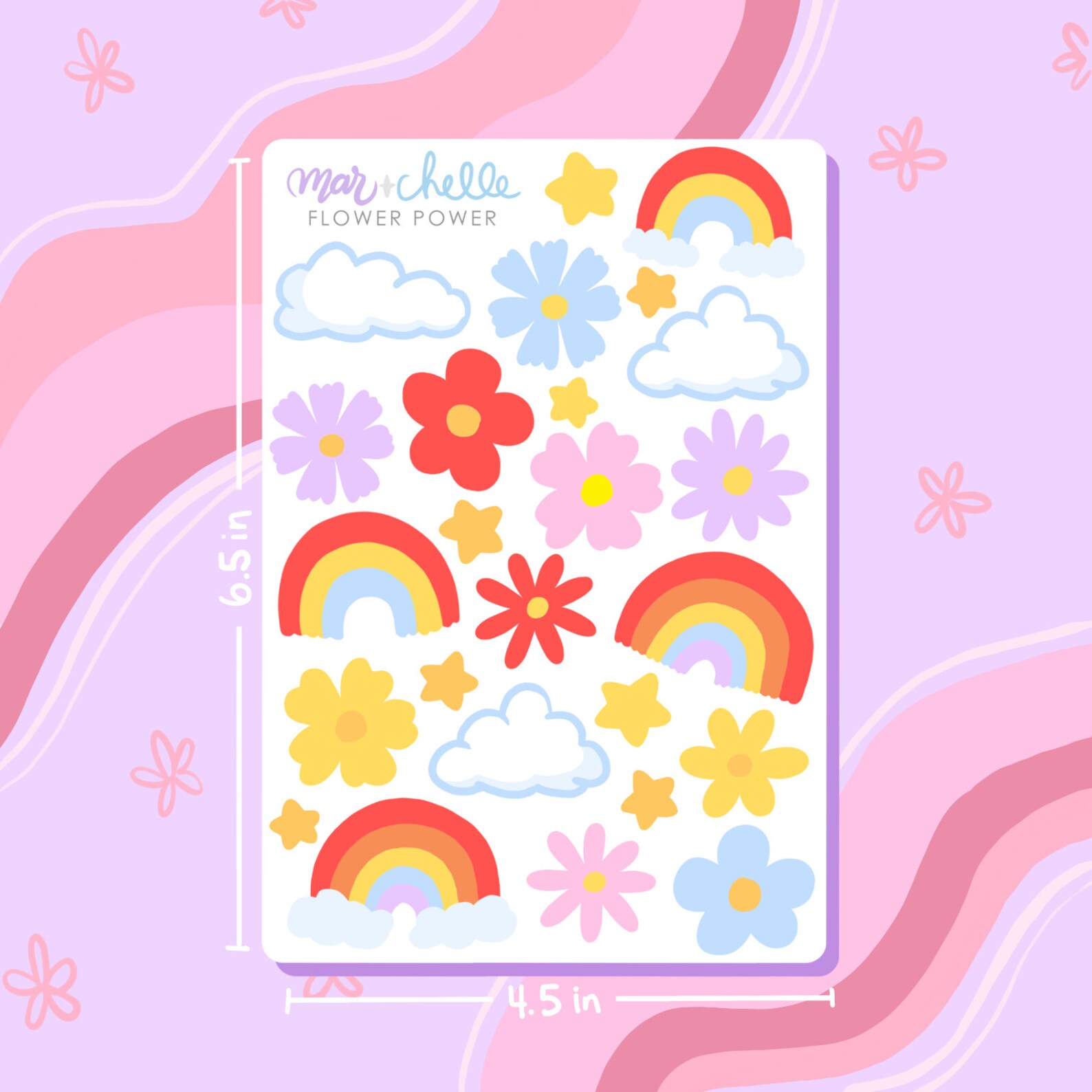 Flower Power Sticker Sheet 2 per Pack Etsy