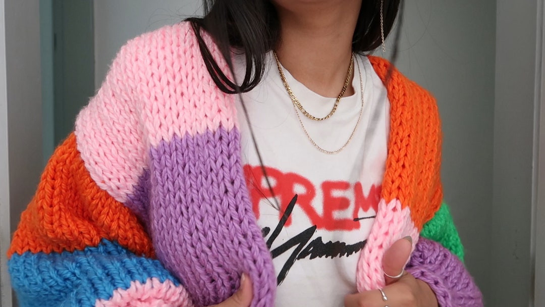 KNITTING PATTERN - Colorful Cardigan - Etsy