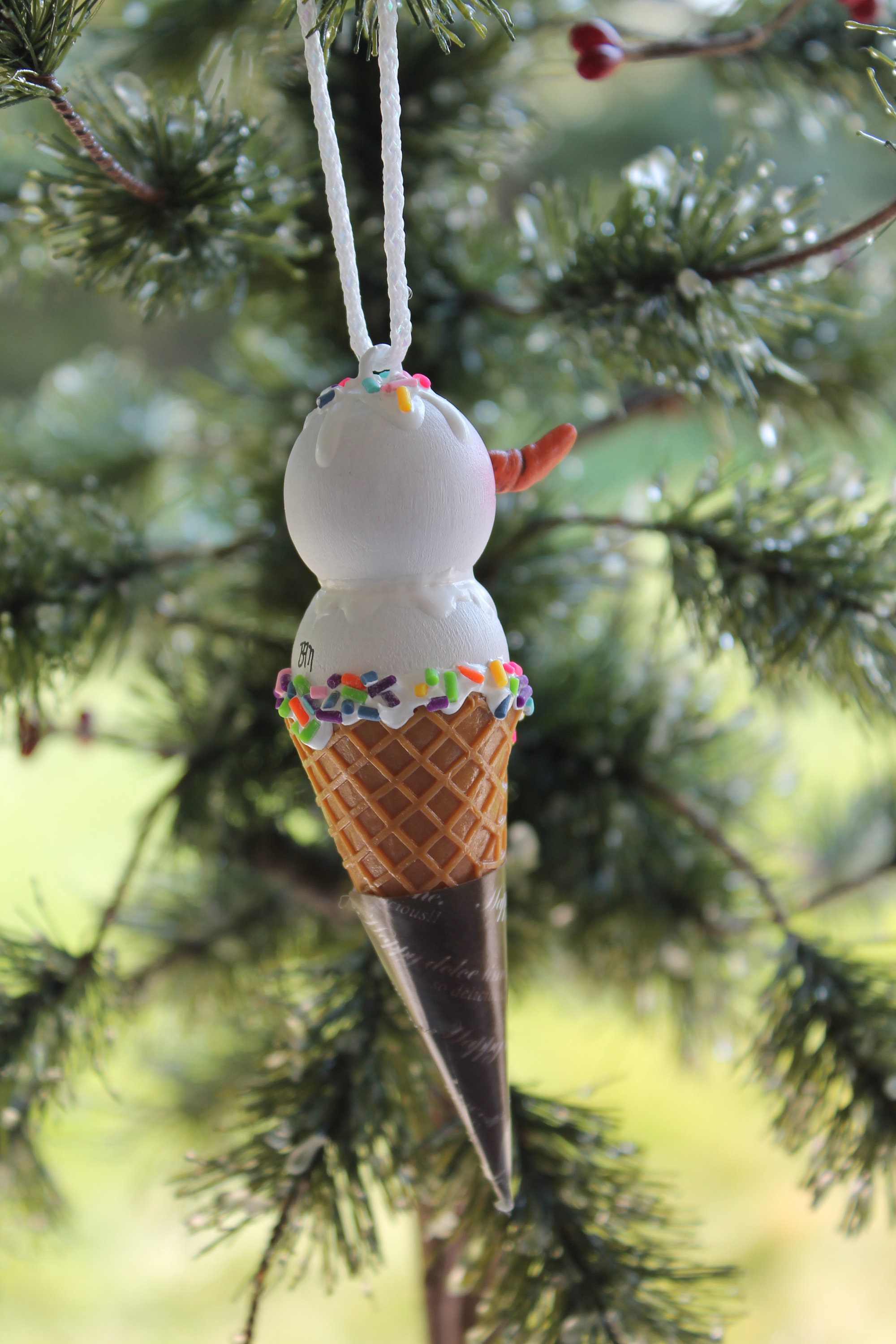 Snowman Ice Cream Cone Ornament Ice Cream Snowman Tree Etsy