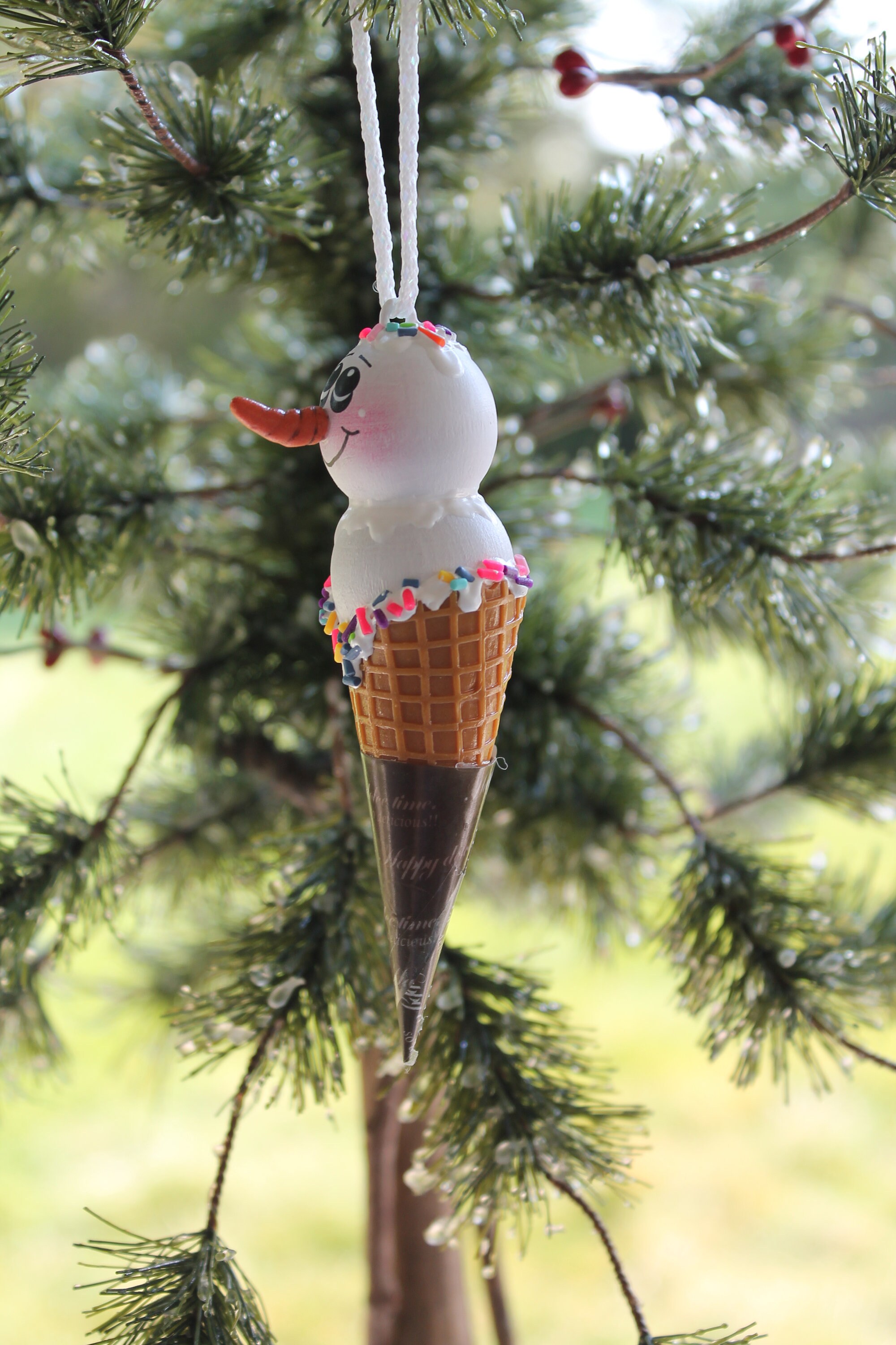 Snowman Ice Cream Cone Ornament Ice Cream Snowman Tree Etsy