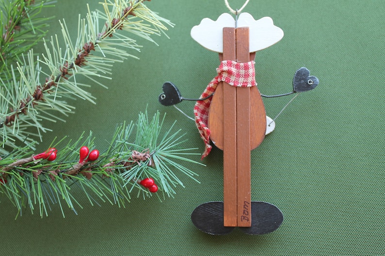 Antlers Country Moose Christmas Ornament Moose Ornament Handmade Woodland Moose Holiday Decoration Wooden Moose Christmas Tree Ornament