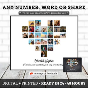 Heart Photo Collage Gift, Anniversary Present for Husband Wife, Anniversary Gift for Couple, Custom Heart Shape Photo Collage Gift #AN06