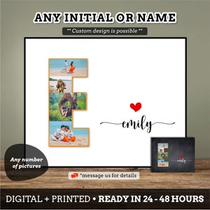 Nombre personalizado Iniciales Regalo de collage de fotos, Novio Novia, Collage de nombre de pareja, Ideas de regalos de aniversario para esposo esposa #AN10
