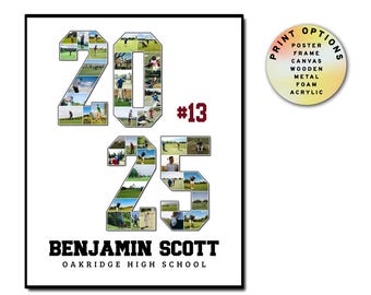 Personalized Golf Year Photo Collage, End of Season Gift, Sports Memory Keeper, Printable Poster, Son Daughter Golf Keepsake