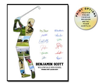 Golf Signature Board, Custom Golf Photo Collage, Team Appreciation Gift, End of Season Keepsake, Frame Poster or Acrylic Decor