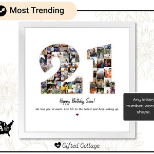 21st Birthday Photo Collage, Custom Photo Collage, Printed Canvas Collage Sign, Birthday Anniversary, Personalised Birthday Gift, Gift