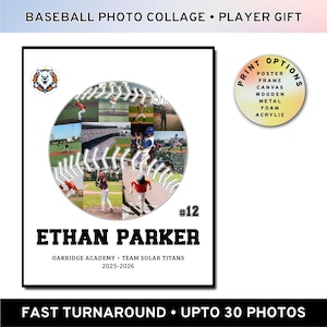 Personalized Baseball Photo Collage, Custom Team Keepsake, Sports Player Gift, Senior Night Printable, End of Season Gift