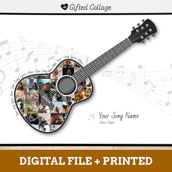 Guitar Photo Collage, Guitar Gifts, Gifts For Guitar Players, Guitar Personalized Gifts, Guitar Gift For Teachers, Mothers Day Gifts