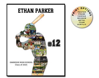 Baseball Photo Collage, Personalized Senior Night Gift, Team Poster Keepsake, Thank You Coach Gift, Custom Canvas Art, Poster Frame Canvas