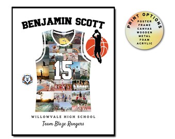 Basketball Photo Collage, Team Poster, Player Gift, Senior Night, Appreciation, Printable, Custom Keepsake, Frame