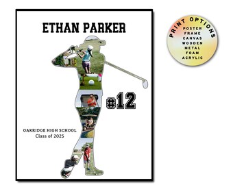 Golf Photo Collage, Team Sport Gift, Custom Keepsake, End of Year, Son Daughter Appreciation, Printable Poster, Wall Art