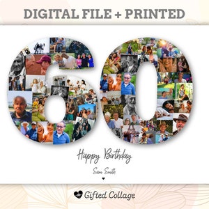 60. Geburtstag Foto Collage, Zahlen Foto Collage, 60. Geburtstag Geschenk, 60. Jahrestag Geschenk