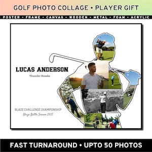 Collage fotografico di golf, regalo sportivo per golfisti, tributo alla squadra, stampabile personalizzato, ricordo di fine stagione, regalo di golf per figlio e figlia
