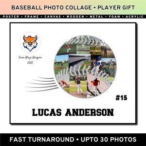 Personalized Baseball Photo Collage, End of Season Gift, Senior Night Keepsake, Custom Player Poster, Team Gift, Frame Poster Canvas