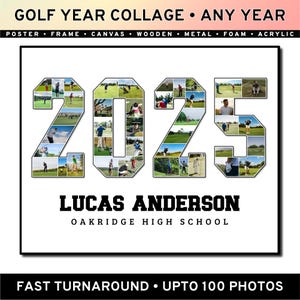 Collage fotografico personalizzato per l'anno del golf, regalo di fine stagione, ricordo di un giocatore sportivo, poster con cornice stampabile, regalo per figlio e figlia