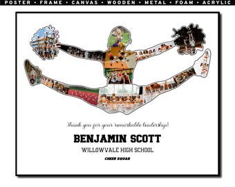 Cheerleader Coach Collage, Personalized Thank You Gift, Team Farewell Keepsake, Cheerleading Memories