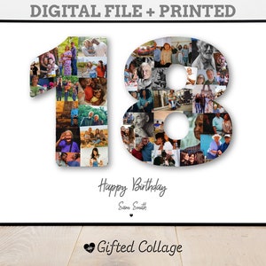 Photo Collage Gift, Number Photo Collage,18th Birthday Photo Collage, 18th Birthday Gift