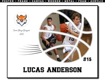 Personalized Basketball Photo Collage, Senior Night Keepsake Gift, Team Spirit Memories, Player Farewell Art, Basketball Frame Poster Canvas