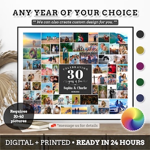 Benutzerdefinierte 30 Jahre Jubiläum Foto Collage Leinwand, Ehemann Frau ihn ihr Freund Freundin Paar, 30 Jahre Jahrestag Datum Foto Collage #AN18