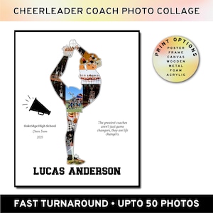 Collage fotografico di un allenatore di cheerleader, regalo di ringraziamento per un allenatore premuroso, tocco personale per i ricordi della squadra di cheerleader