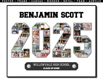 Custom Basketball Year Photo Collage, Game Day, Farewell Gift, Son/Daughter, Printable, End of Season, Sports Player, Keepsake