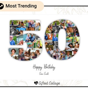 50th Birthday Photo Collage, Printed Canvas Collage, Birthday Anniversary, Collage Art, Gift, Keepsake Present, Unique Gift, Metal