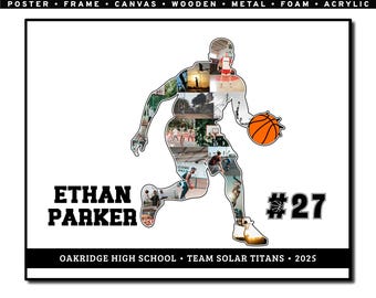 Basketball Photo Collage, Personalized Gift, Senior Night Keepsake, Player Appreciation, End of Season Memories, Basketball player, Team