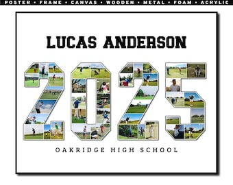 Golf Year Photo Collage, Custom Sports Gift, End of Season Keepsake, Printable Son Daughter Gift, Framed Poster