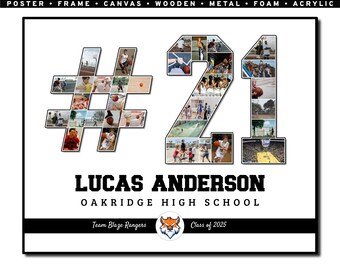 Basketball Jersey Number Collage, Custom Jersey Number, Any Number, Thank You Gift, Senior Night, Player Appreciation