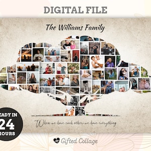 Personalized Family Tree Photo Collage, Christmas Gift for Parents, Custom Made with Your Digital Pictures Unique Idea Keepsake housewarming