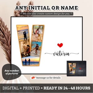 Custom Name Initials Photo Collage Gift, Anniversary Gift Ideas for Husband Wife, Couple First Name Collage, Boyfriend Girlfriend #AN10