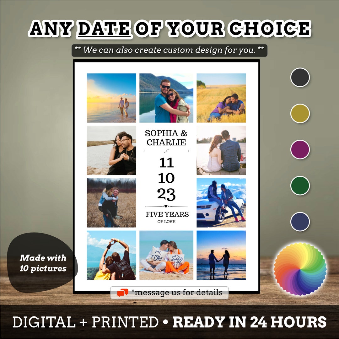 Custom Anniversary Photo Collage Canvas, Photo Collage Gallery, Personalized Anniversary Collage ...