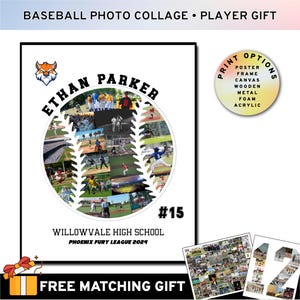 Personalized Baseball Photo Collage, Custom Team Gift, Senior Night Keepsake, End of Season Poster, Printable Sports Art Frame Poster Canvas