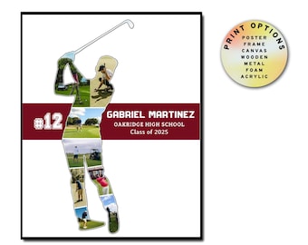 Golf Photo Collage, Appreciation Gift, Team or Solo, Custom Printable, End of Season, Son Daughter Gift, Wall Decor, Keepsake