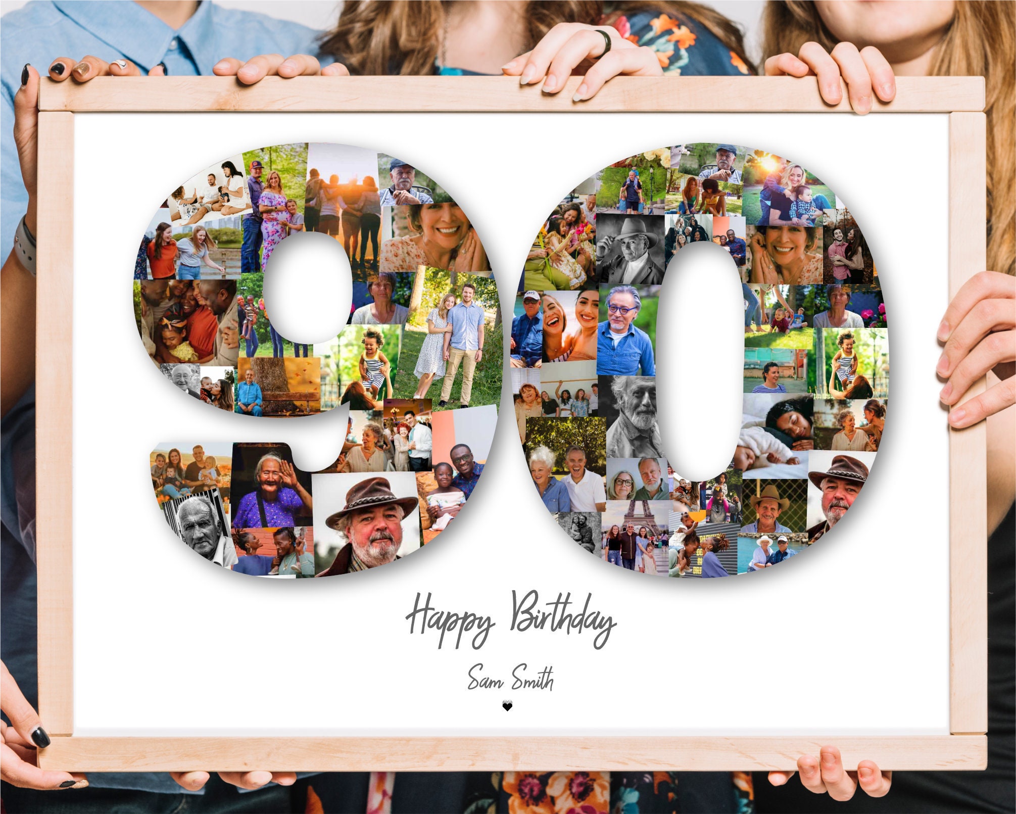 90th Birthday Photo Collage, Personalized Custom Number Picture Digital ...