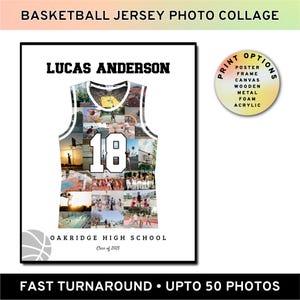 Collage de póster de equipo de baloncesto, galería de fotos, regalo personalizado para jugadores, agradecimiento al entrenador, agradecimiento, imprimible, marco de metal y madera.