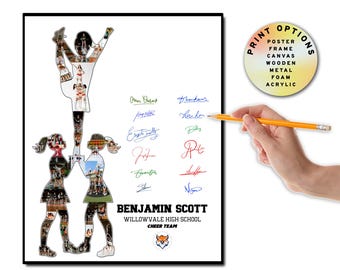 Cheerleader Players Signature Board, Personalized Team Gift, Thank You Collage, End of Season Farewell Keepsake