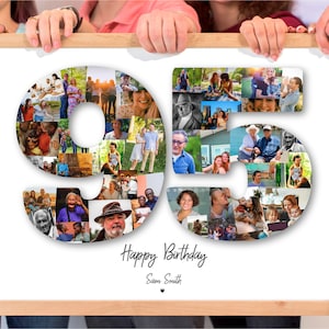 95th Birthday Photo Collage, Number Photo Collage, 95th Birthday Gift, Photo Collage Gift