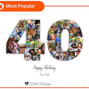 40th Birthday Photo Collage, Printed Canvas Collage, Birthday Anniversary, Poster, Canvas, Collage Art, Wall Décor, Unique Gift, Age Collage