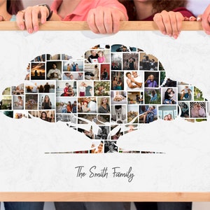 Family Tree with Photos, Custom Family Tree, Printable Family Tree, Photo collage Gift,Tree Photo collage, Unique Keepsake wall art digital